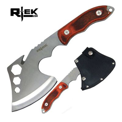 10" RTEK Brown Wood Tactical Axe Hatchet with Sheath